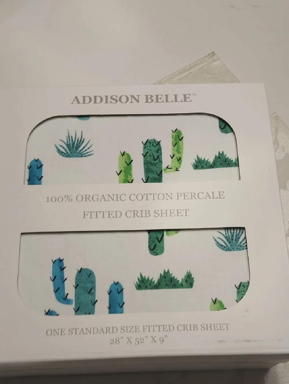 Addison Belle NWT Bundle Of 2 Organic Cotton Percale Fitted Crib Sheets 28x52x9